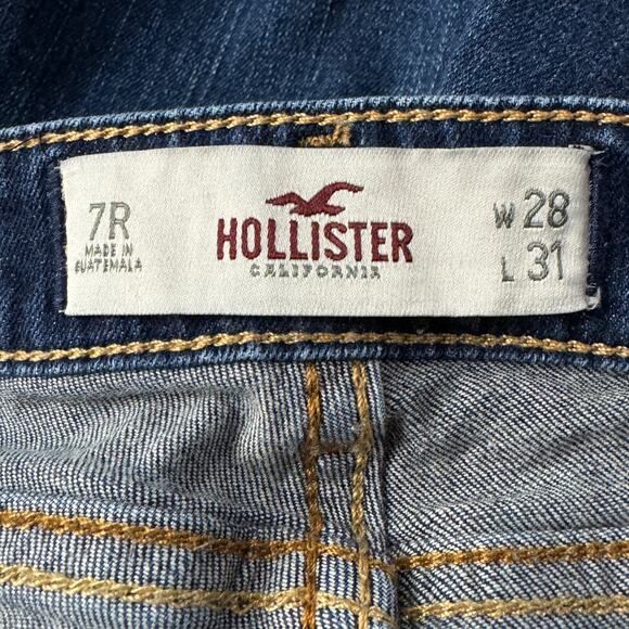 Hollister JRS SZ 7R Skinny Jeans Mid-Rise Zip-Fly Whiskered Medium Wash Pockets - Picture 8 of 10